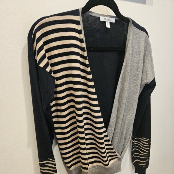 MaxMara Black and Gray Striped Cardigan - Picture 2 of 6